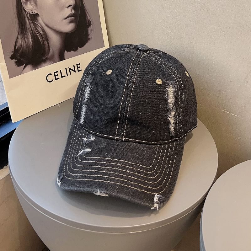 Denim Washed Cap Distressed Baseball