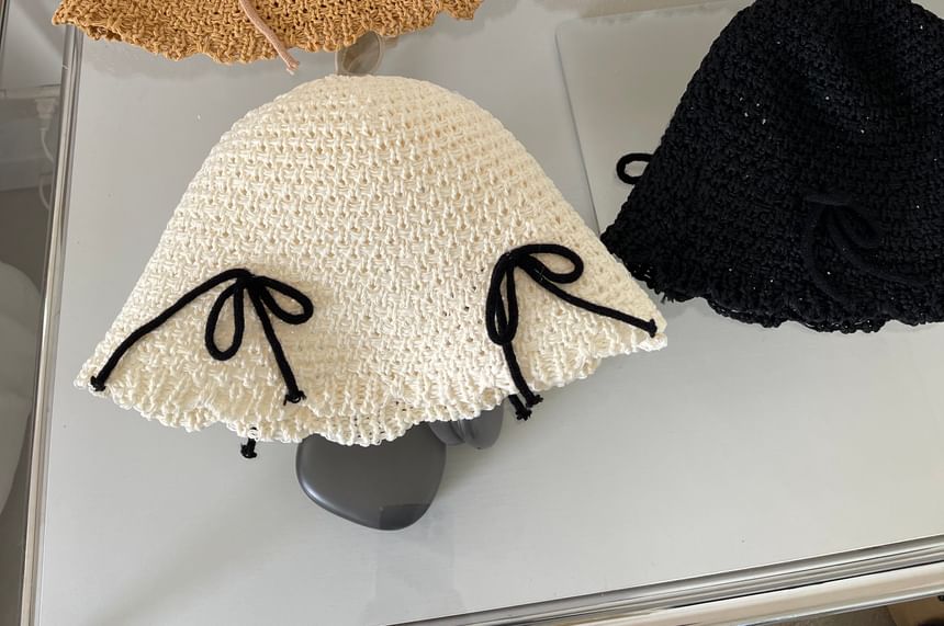 Bucket Bow Knit Hat