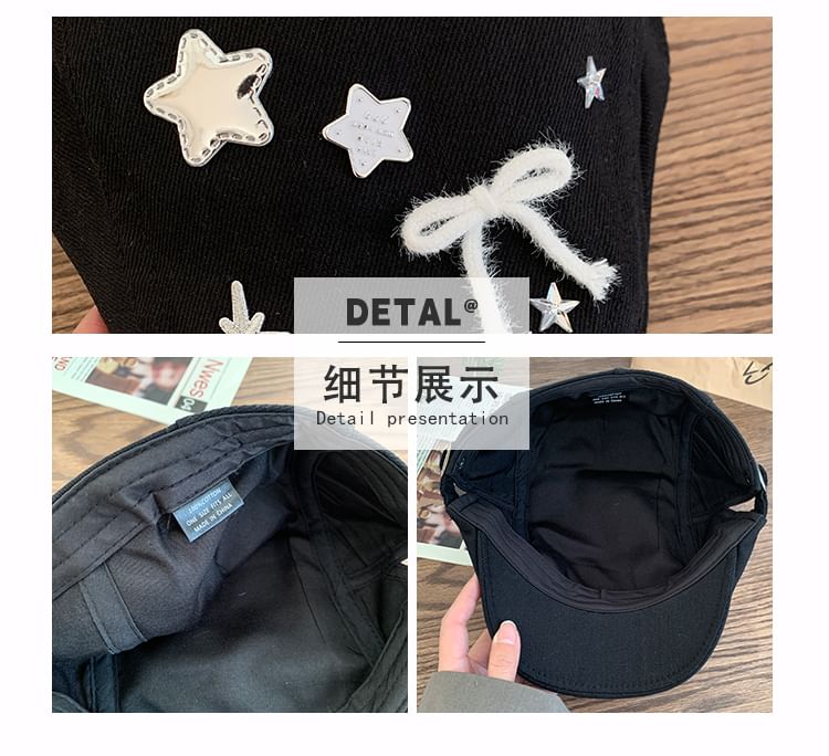 Applique Cap Flat Star Bow