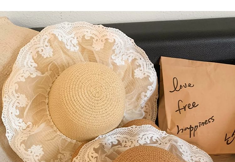 Straw Hat Panel Lace Sun