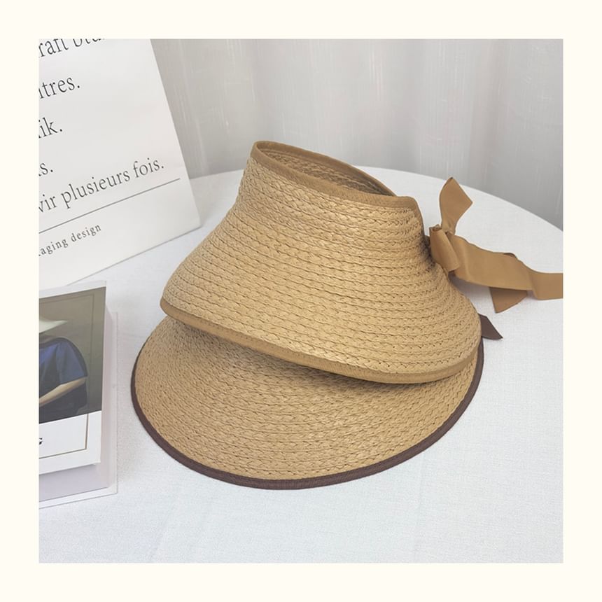Trim Wide Visor Straw Contrast Brim Sun