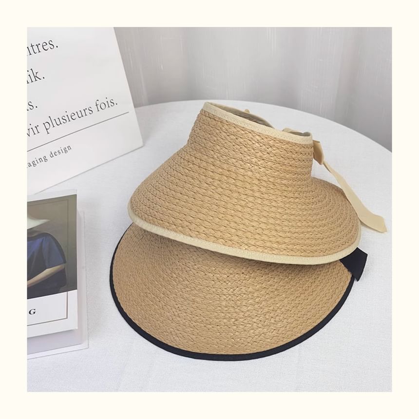 Trim Wide Visor Straw Contrast Brim Sun