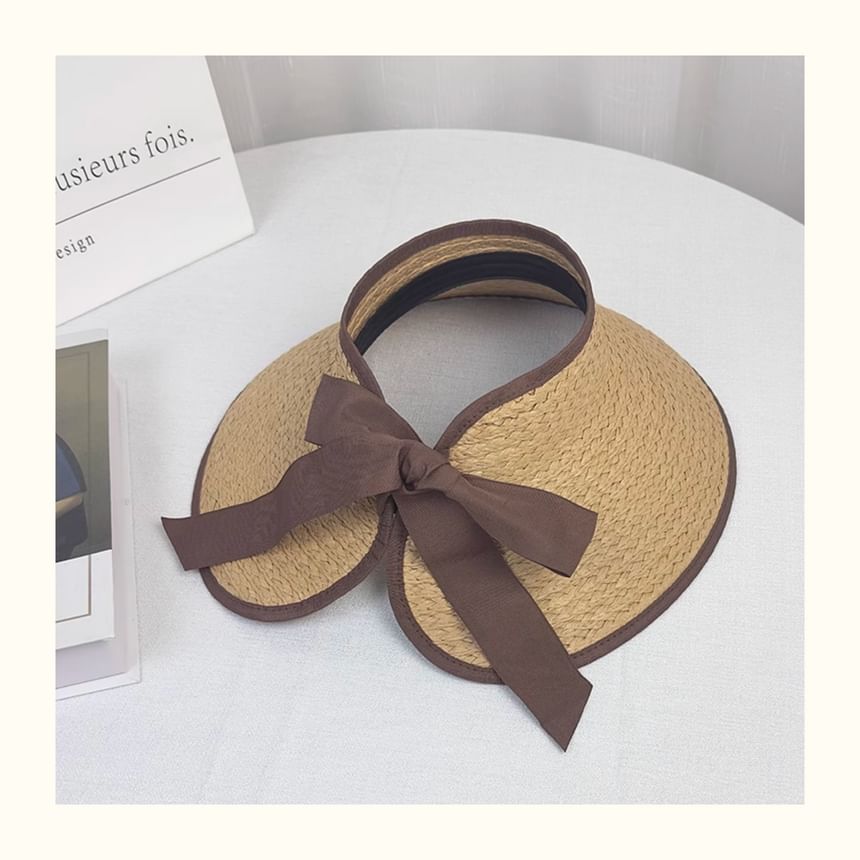 Trim Wide Visor Straw Contrast Brim Sun