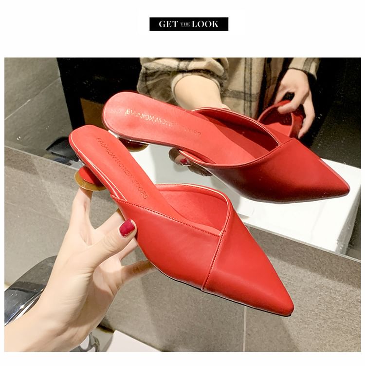 Toe Mules Heel Pointed Kitten
