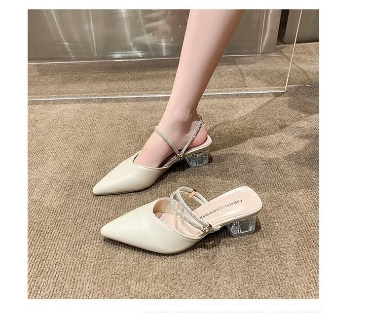 Mules Pointed Toe Heel Mary Jane Block