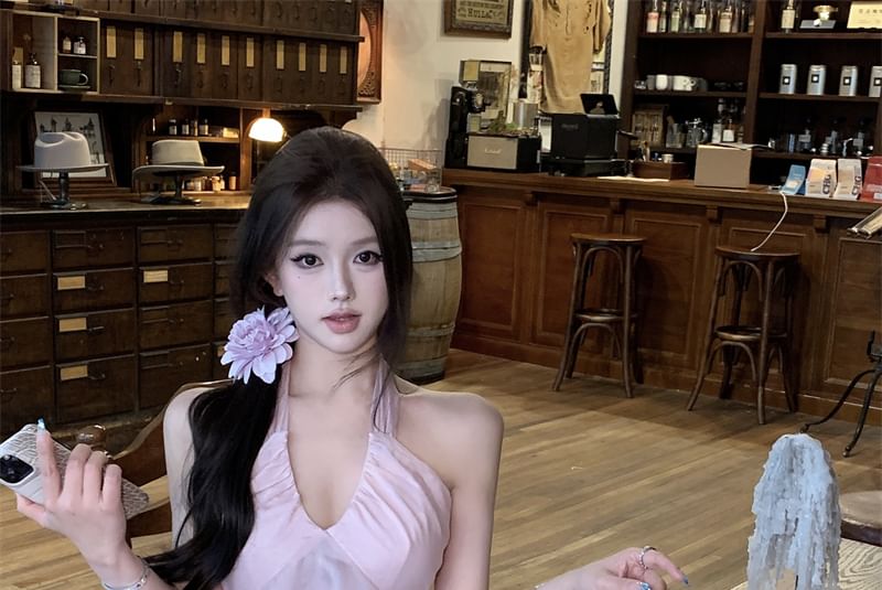 V-Neck A-Line Plain / Flowy Skirt Top Cami Maxi