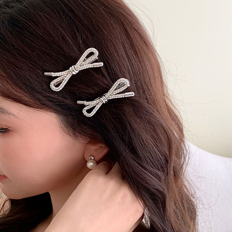 Rhinestone Bow Hair Clip