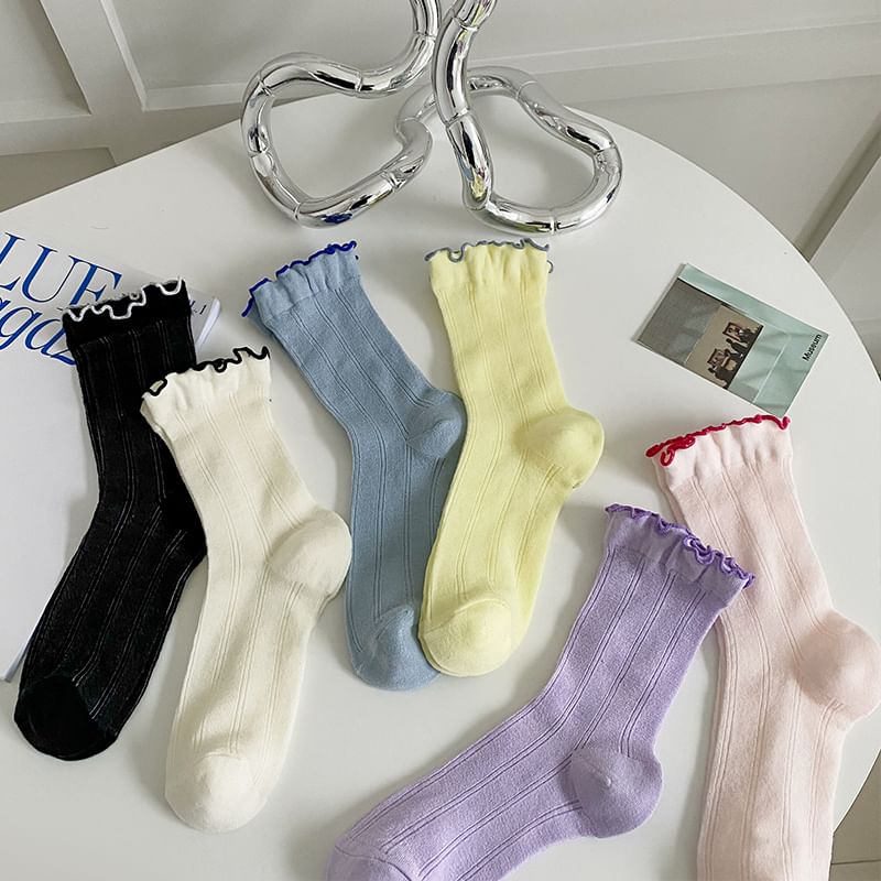 Contrast Trim Socks Set