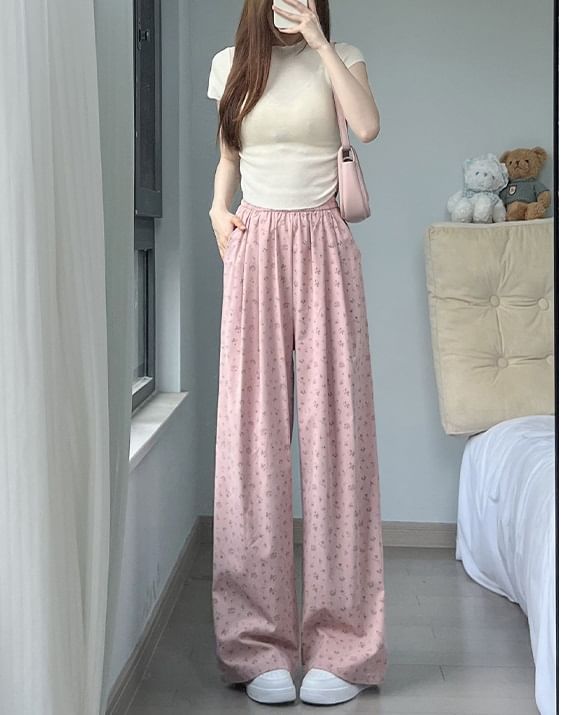 Floral High Waist Wide Leg Sweatpants