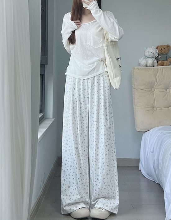 Floral High Waist Wide Leg Sweatpants