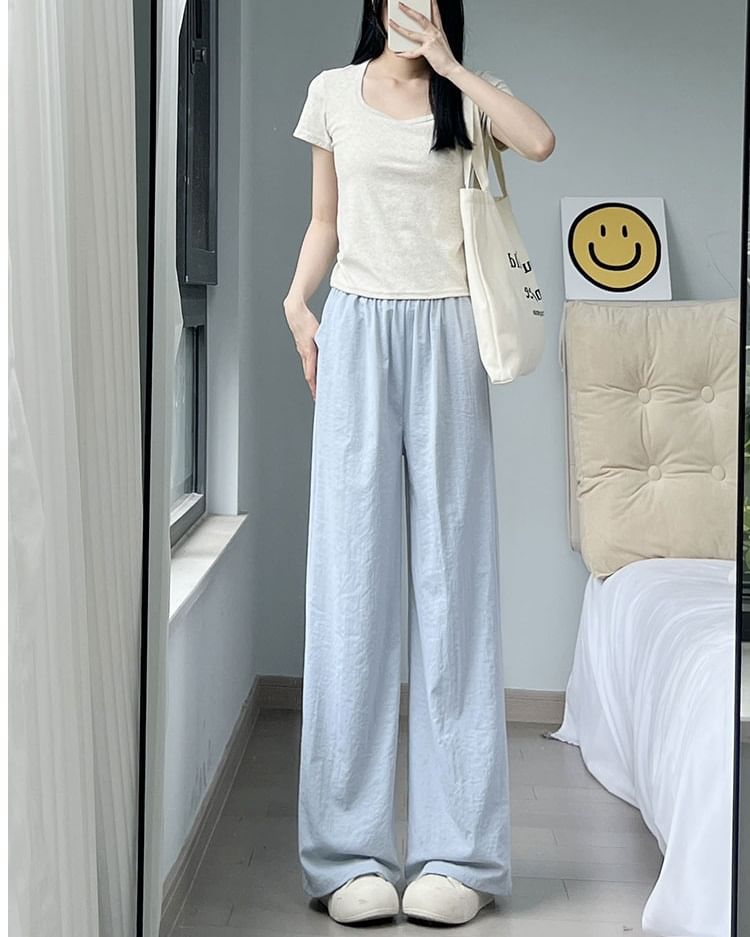 Plain High Rise Wide Leg Sweatpants