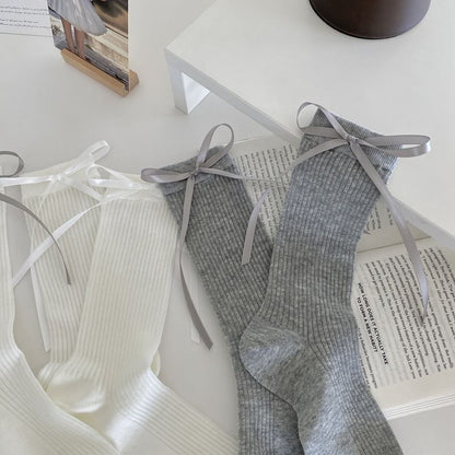 Ribbon Ribbed Socks