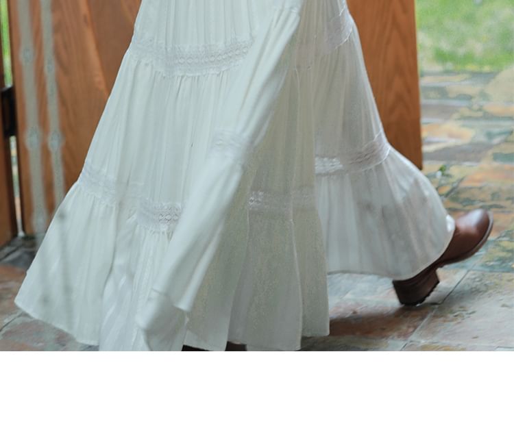 Crew Neck Short-Sleeve Solid A-Line Maxi Dress