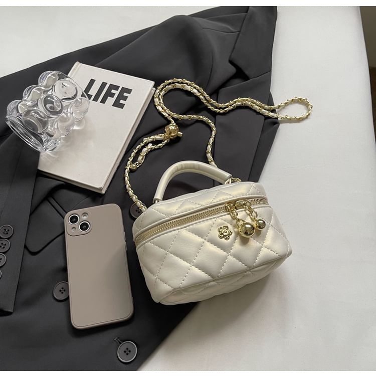 Plain Chain Leather Faux Bag Crossbody Strap Quilted