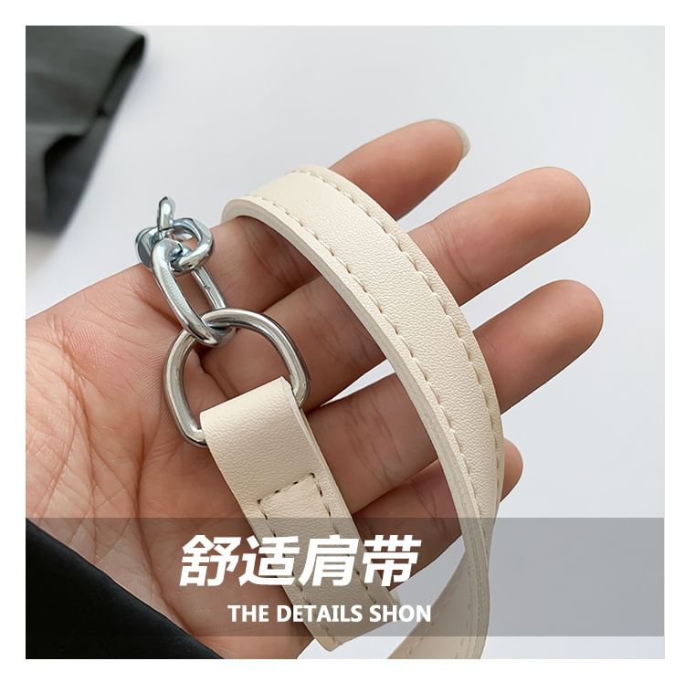 Faux Plain Flap Woven Leather Bag Crossbody