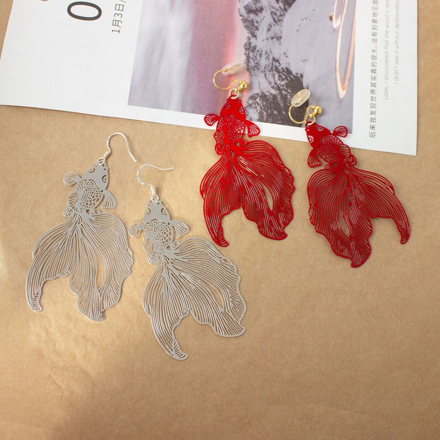 Earrings Drop Fish Hollow