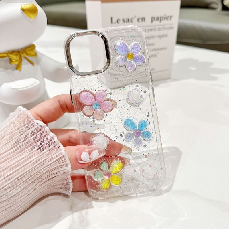 Clear Floral Phone Case For iPhone 11, 11 Pro, 11 Pro Max, 12/12 Pro, 12 Pro Max, 13, 13 Pro, 13 Pro Max, 14, 14 Plus, 14 Pro, 14 Pro Max, 15, 15 Pro, 15 Pro Max