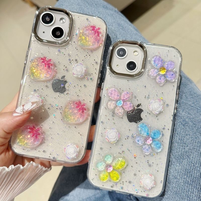 Clear Floral Phone Case For iPhone 11, 11 Pro, 11 Pro Max, 12/12 Pro, 12 Pro Max, 13, 13 Pro, 13 Pro Max, 14, 14 Plus, 14 Pro, 14 Pro Max, 15, 15 Pro, 15 Pro Max