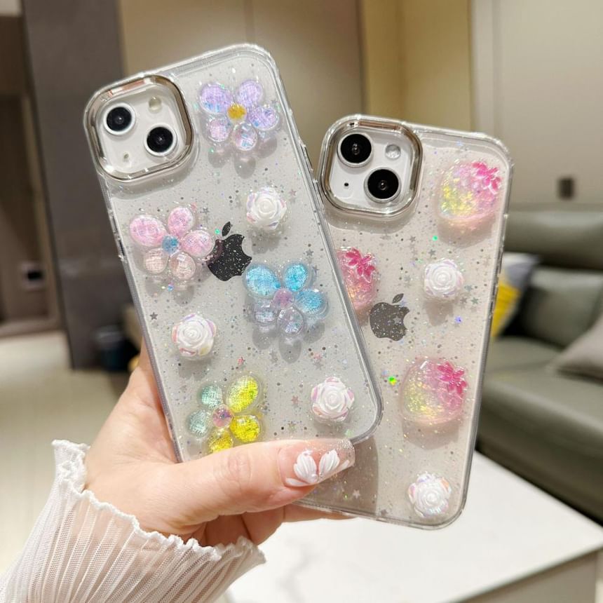 Clear Floral Phone Case For iPhone 11, 11 Pro, 11 Pro Max, 12/12 Pro, 12 Pro Max, 13, 13 Pro, 13 Pro Max, 14, 14 Plus, 14 Pro, 14 Pro Max, 15, 15 Pro, 15 Pro Max