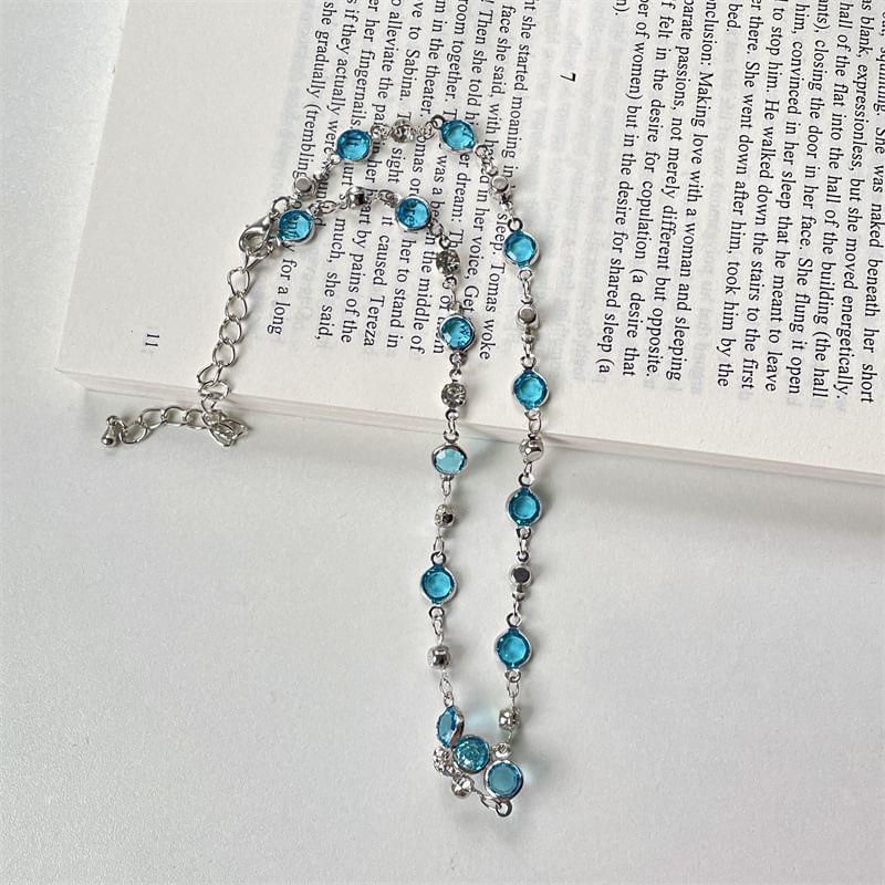 Necklace Crystal Butterfly Choker + Pendant Faux Alloy Set: