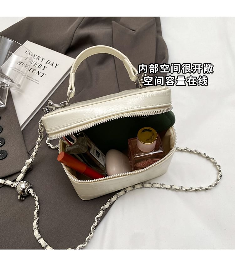 Chain Strap Faux Leather Crossbody Bag