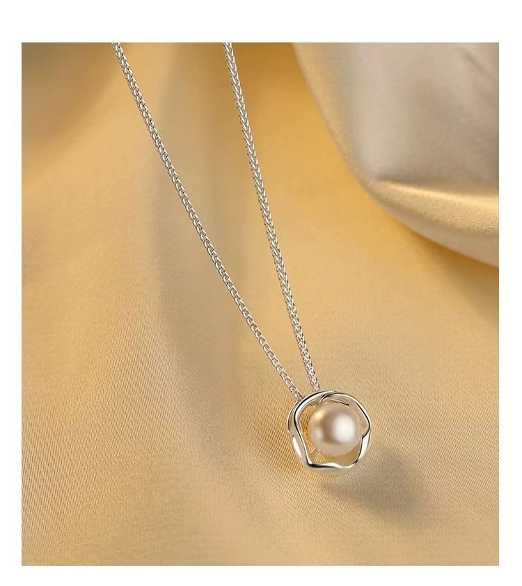 Sterling Silver Faux Pearl Necklace