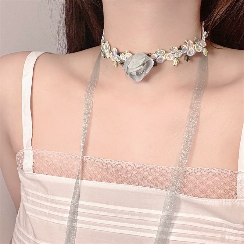 Choker Rose Lace Ribbon