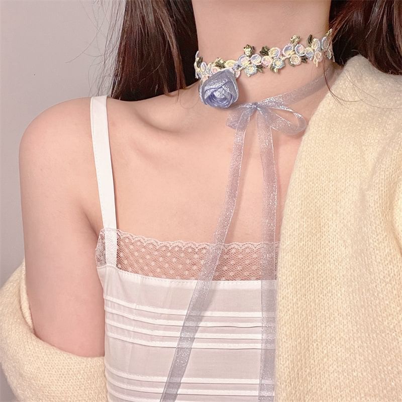Choker Rose Lace Ribbon
