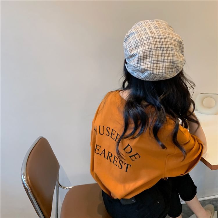 Lettering Crew Neck T-Shirt Print Short-Sleeve