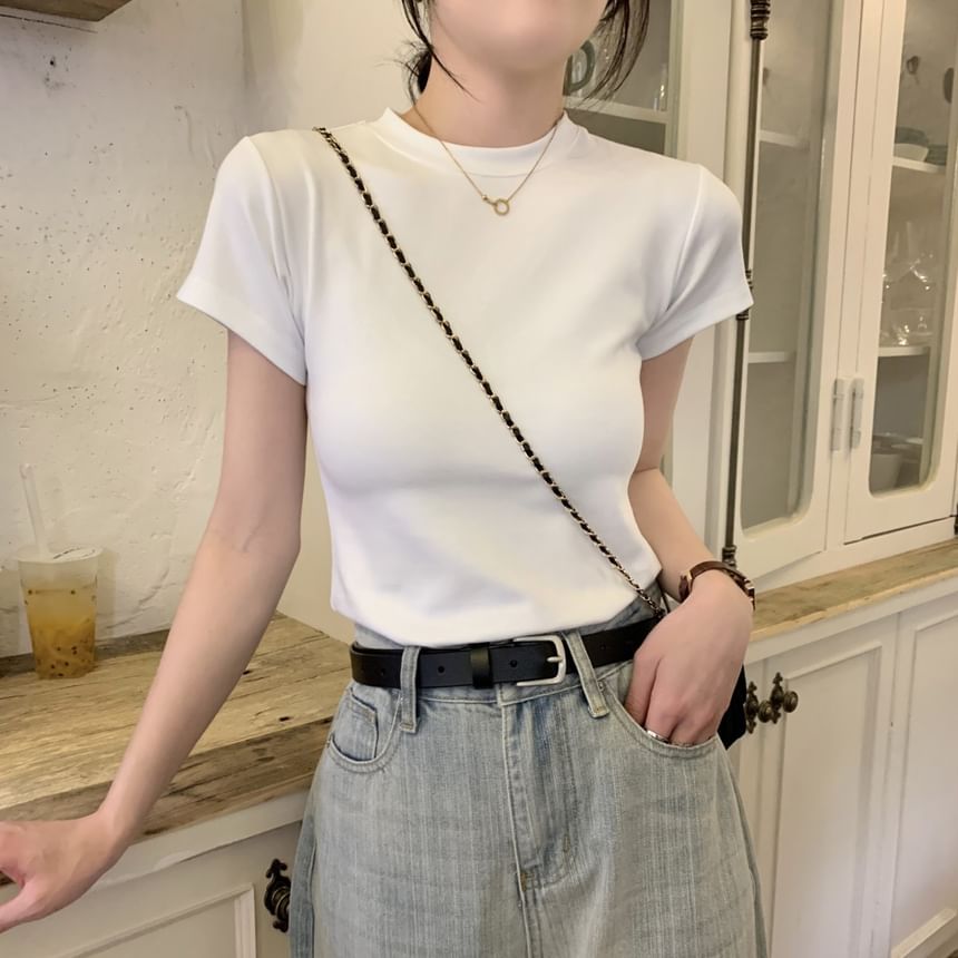 Plain Neck Tee Short-Sleeve Crew
