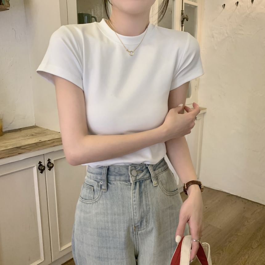 Plain Neck Tee Short-Sleeve Crew