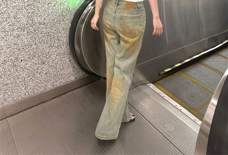 Low Waist Washed Distressed Flared Jeans (Various Designs)