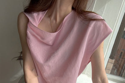 Sleeveless Asymmetrical Plain Top