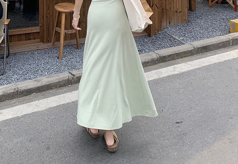Square Neck Sleeveless Solid A-Line Tank Maxi Dress