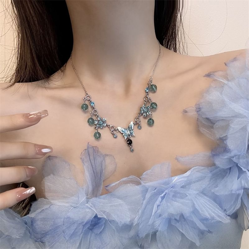 Choker Butterfly Floral Alloy