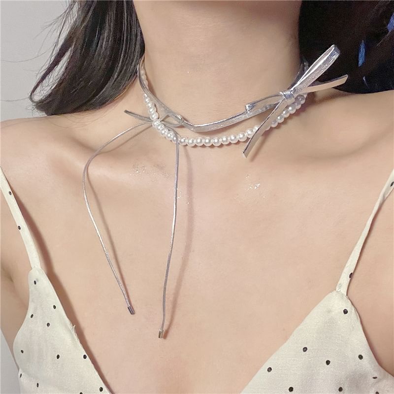 Leather Ribbon Faux Choker