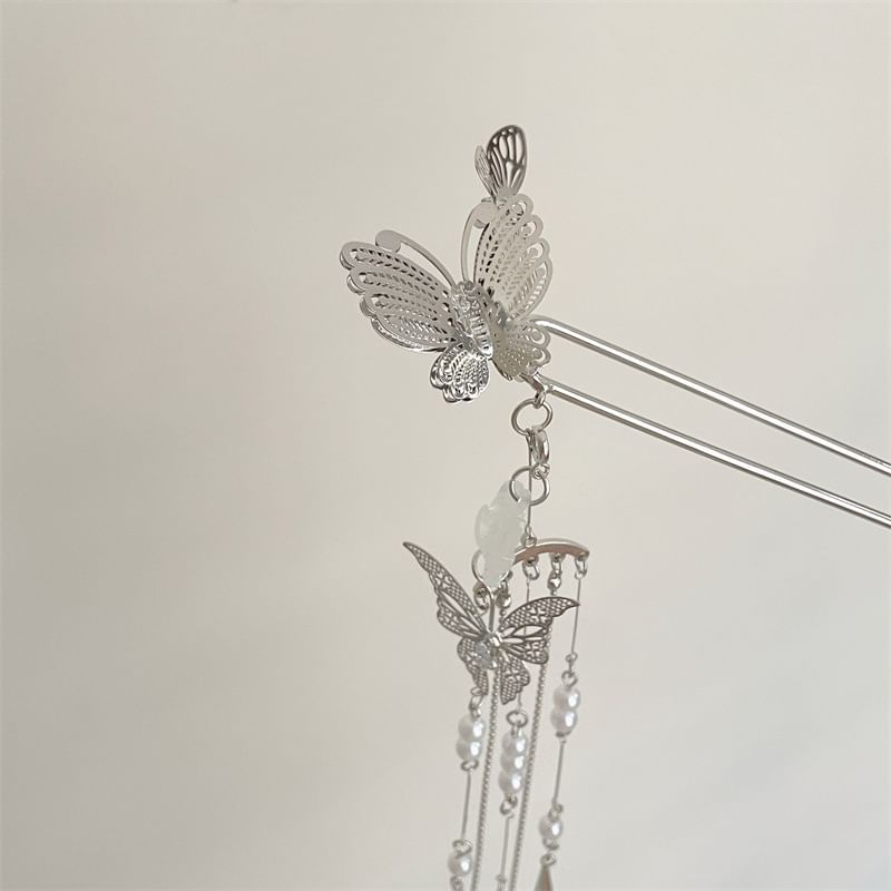 Stick Hair Butterfly Lotus Faux Alloy Pearl