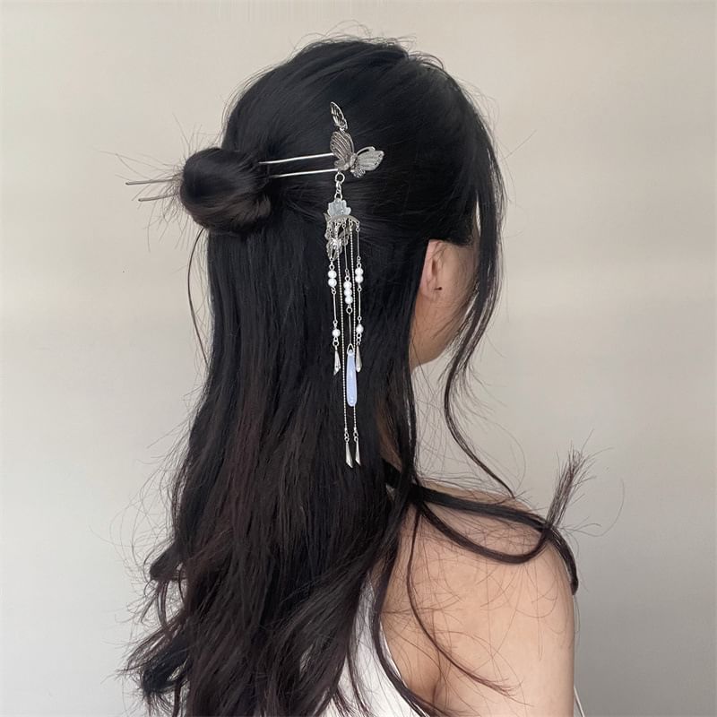 Stick Hair Butterfly Lotus Faux Alloy Pearl