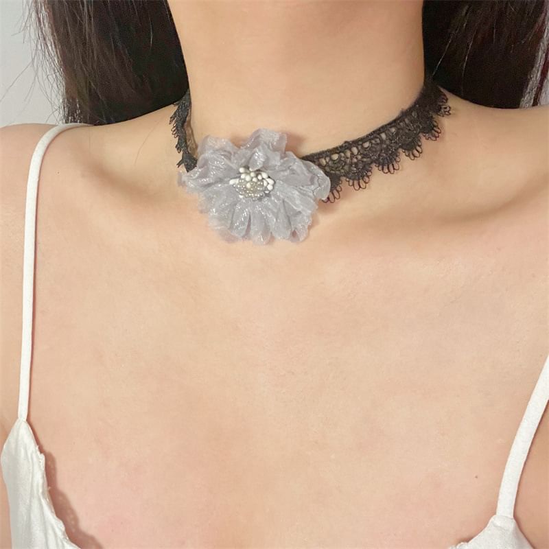 Floral Choker Fabric Lace
