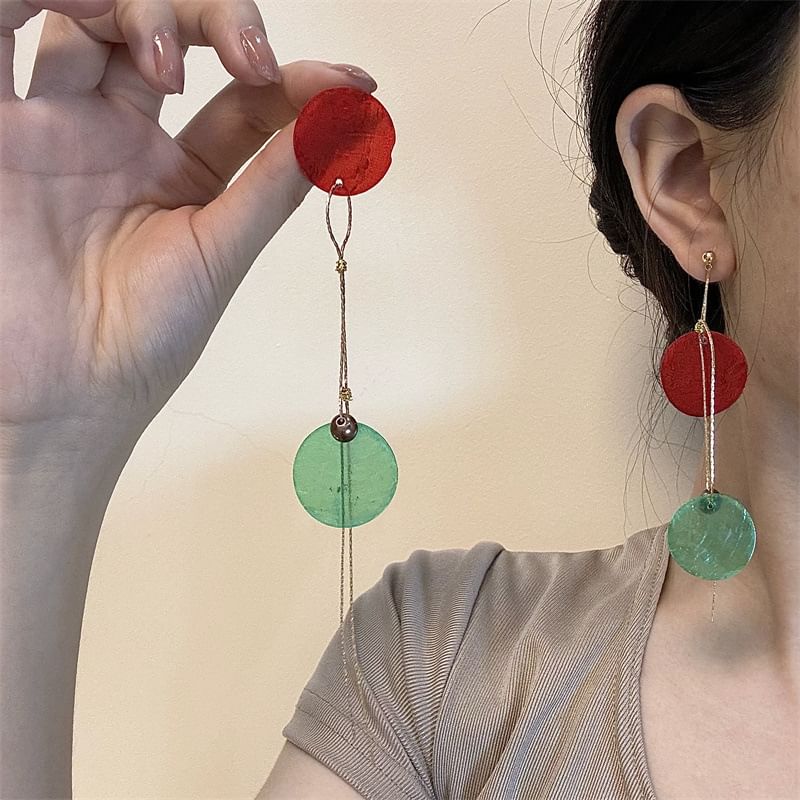 Earring Dangle Disc Asymmetrical Alloy