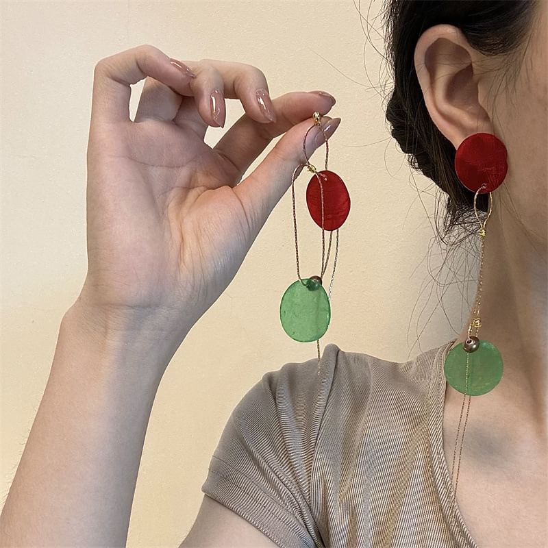 Earring Dangle Disc Asymmetrical Alloy