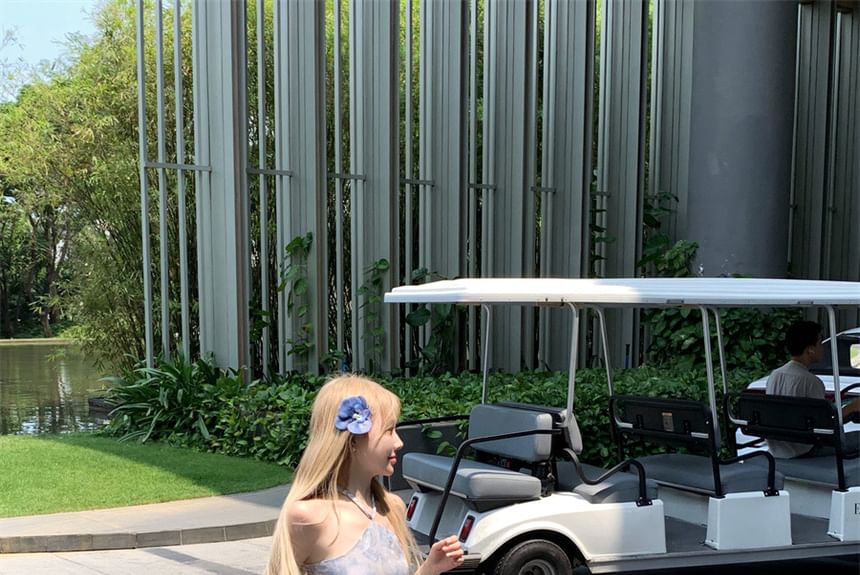 Maxi Neck Dress Cutout Dye Strap Spaghetti Tie Halter A-Line