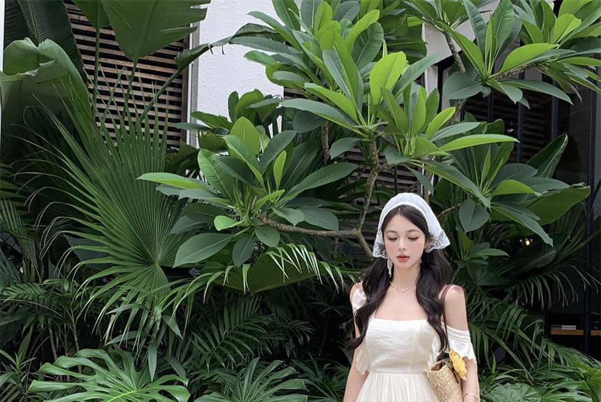 Back A-Line Tie Dress Maxi Strap Spaghetti