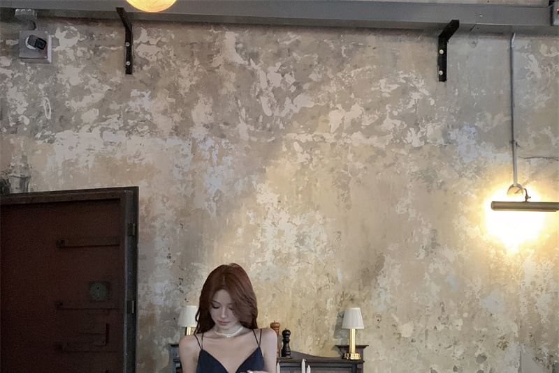 Plain Spaghetti Gown V-Neck Evening Strap A-Line