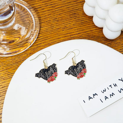 Halloween Bat Alloy Drop Earring