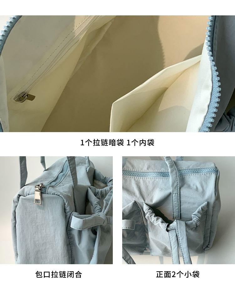 Accent Tote Plain Nylon Bow Bag