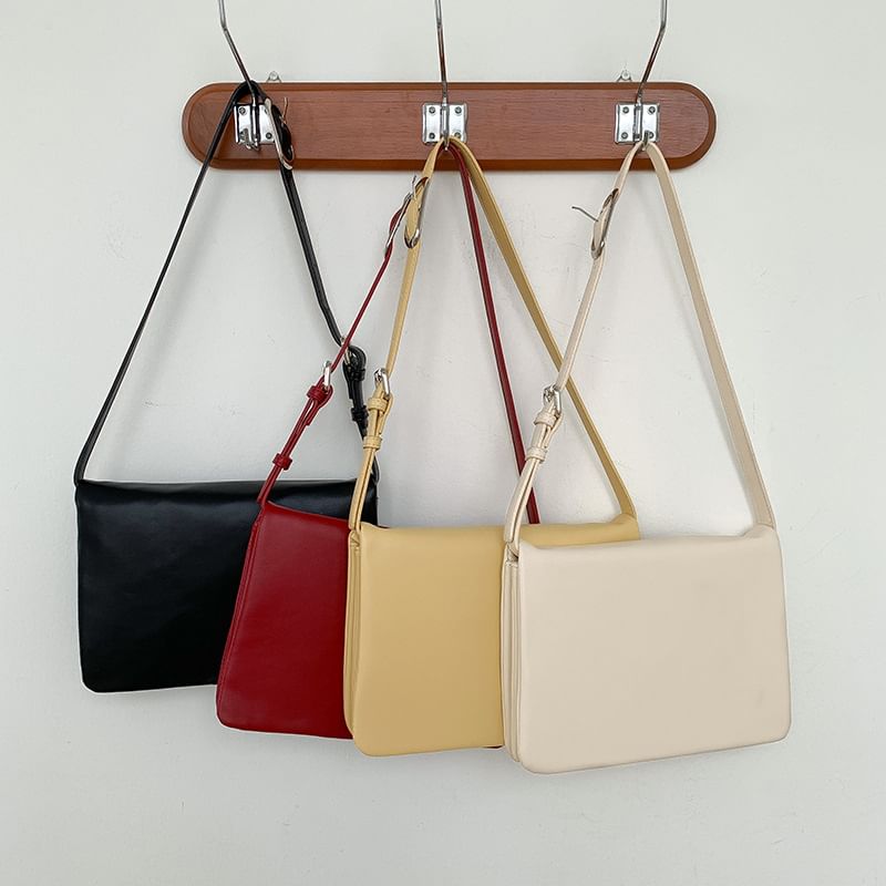 Flap Leather Faux Plain Shoulder Bag