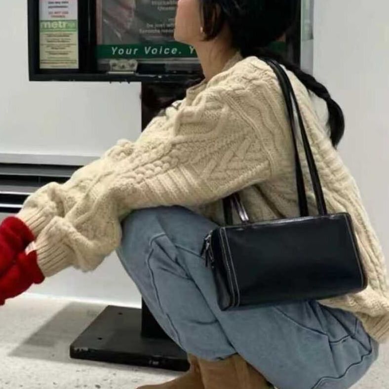 Bag Plain Shoulder Faux Leather