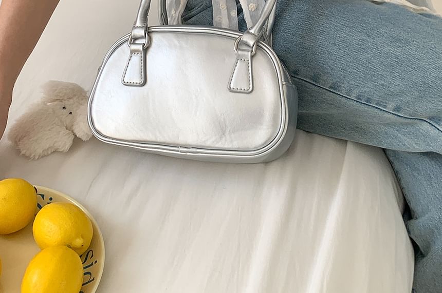 Leather Faux Bag Plain Bowler