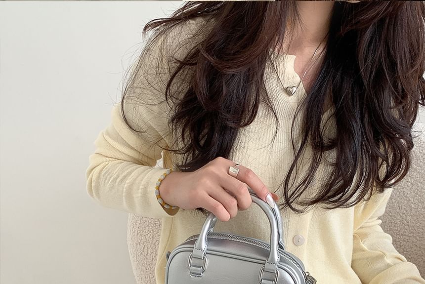 Handle Top Bag Leather Plain Crossbody Faux